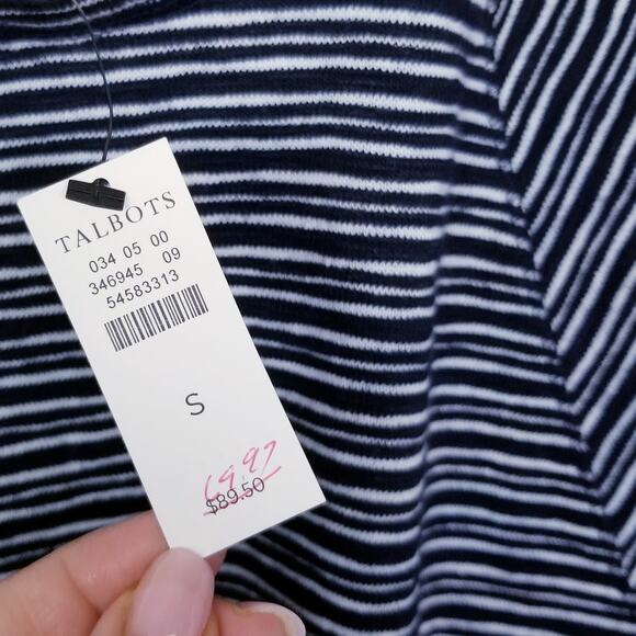 T by Talbots Striped Knit Dress Navy & White Sheath - Size Small - Picture 6 of 8